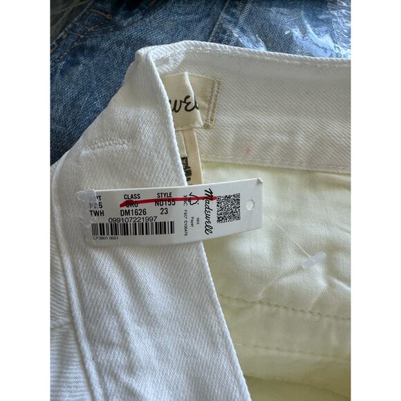 Madewell Harlow White Denim Mom High Rise Pleated Shorts Cotton Women Sz 23 NWT - Picture 5 of 10